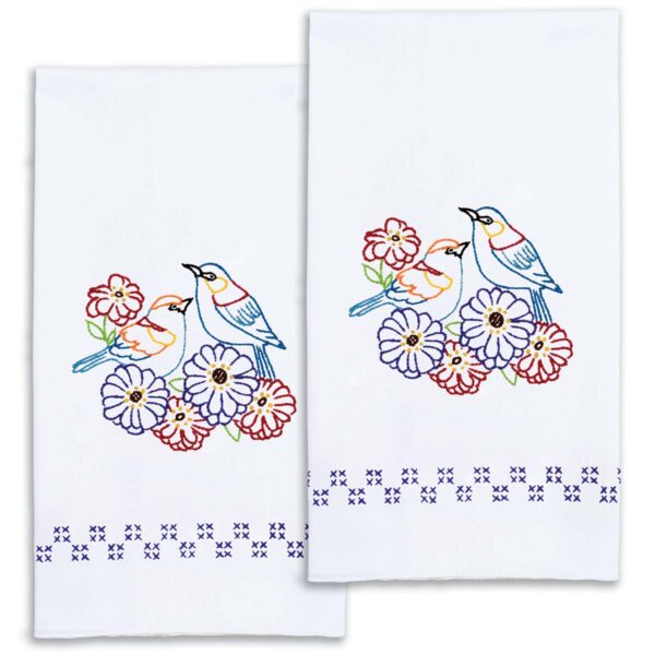 2 birds hand towels