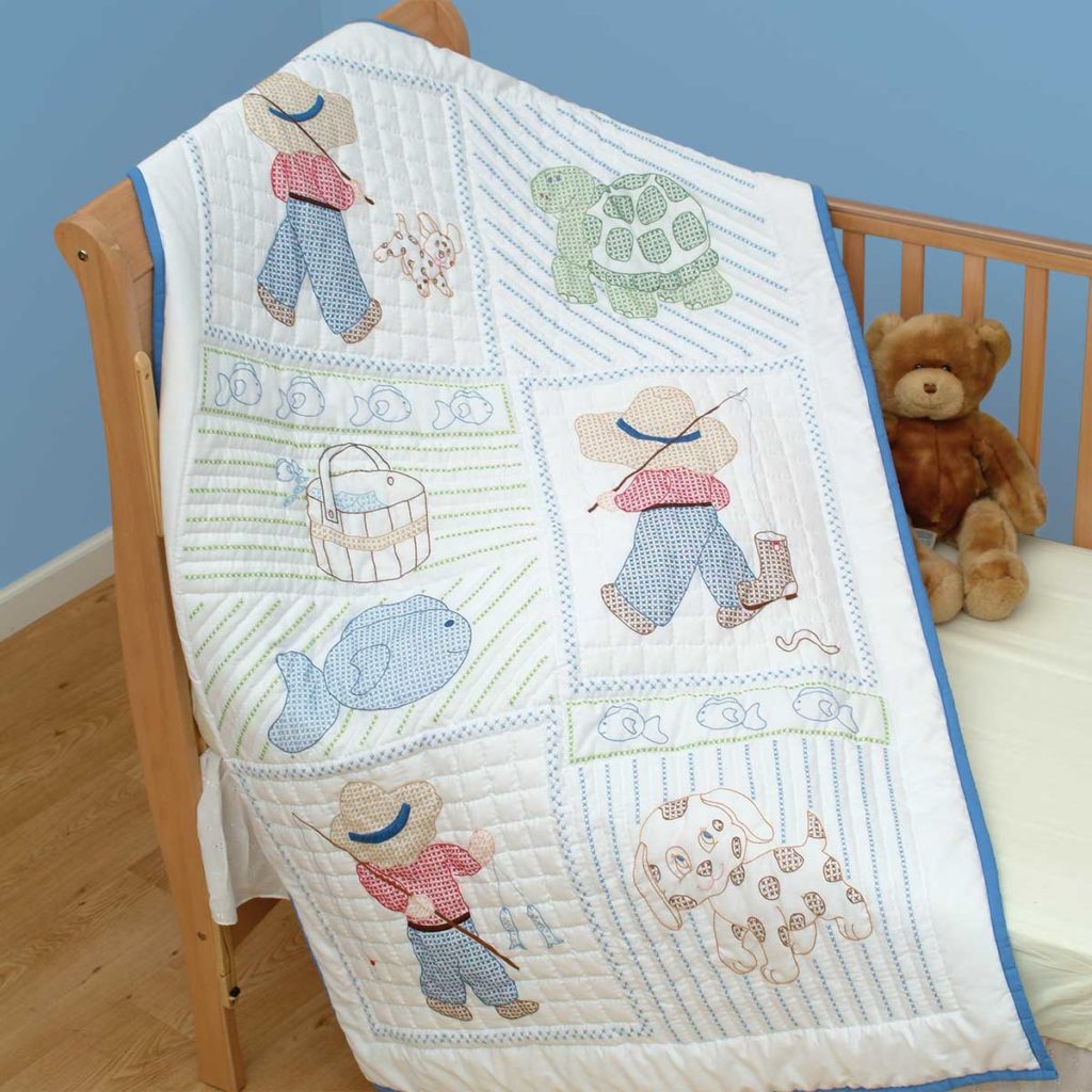 Stamped cross stitch discount baby quilt kits