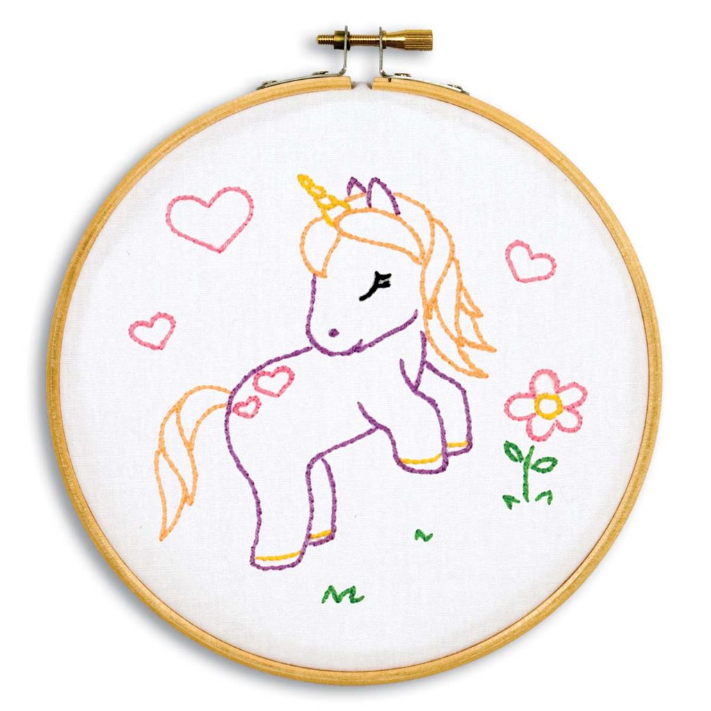  Funny Unicorn K488 Counted Cross Stitch KIT#3. Threads,  Needles, Fabric, Embroidery Hoop and Printed Color Pattern Inside. Embroidery  Pattern