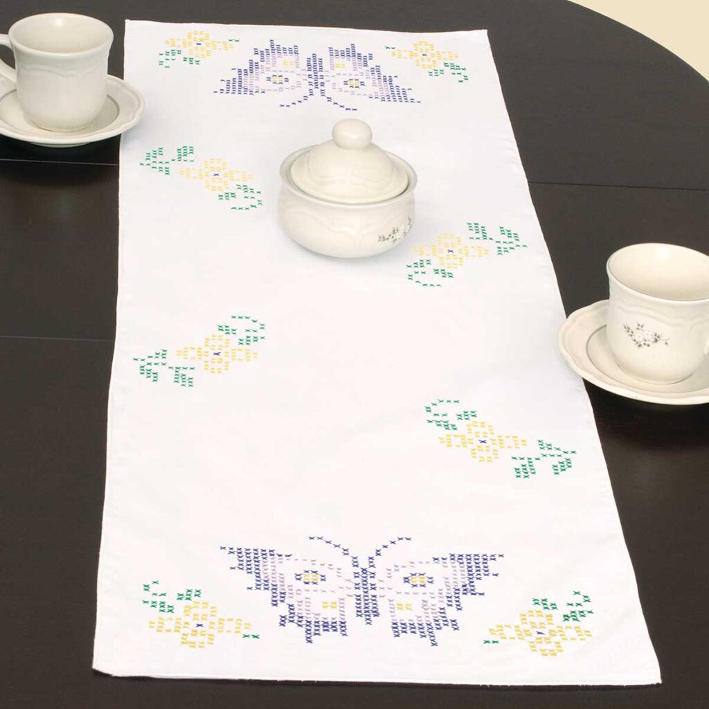 Cross-Stitch Butterfly Table Runner - Jack Dempsey Needle Art