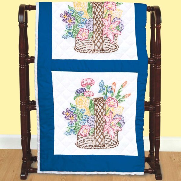 Basket of Flowers Quilt Blocks on rack