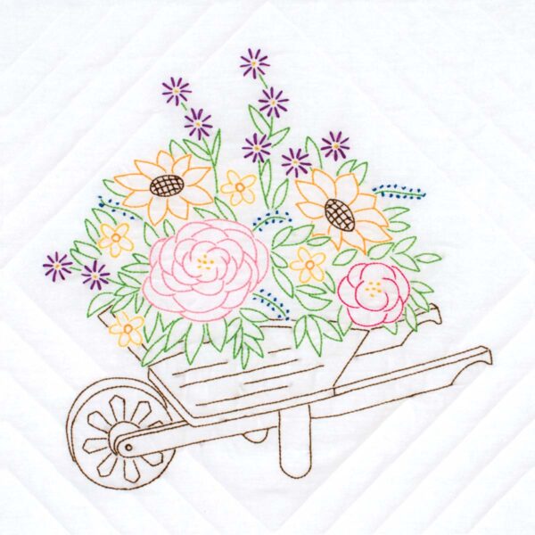 Wheelbarrow of Flowers quilt block