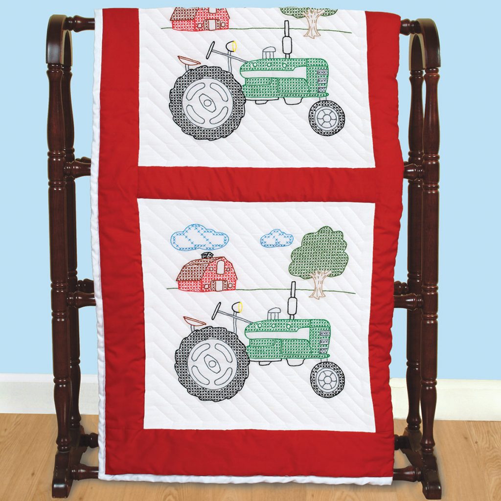 tractor-18-white-quilt-blocks-jack-dempsey-needle-art