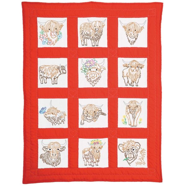 Highland cows 9" quilt blocks